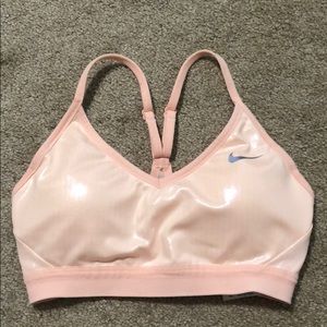 Nike pink shimmer racer back sports bra